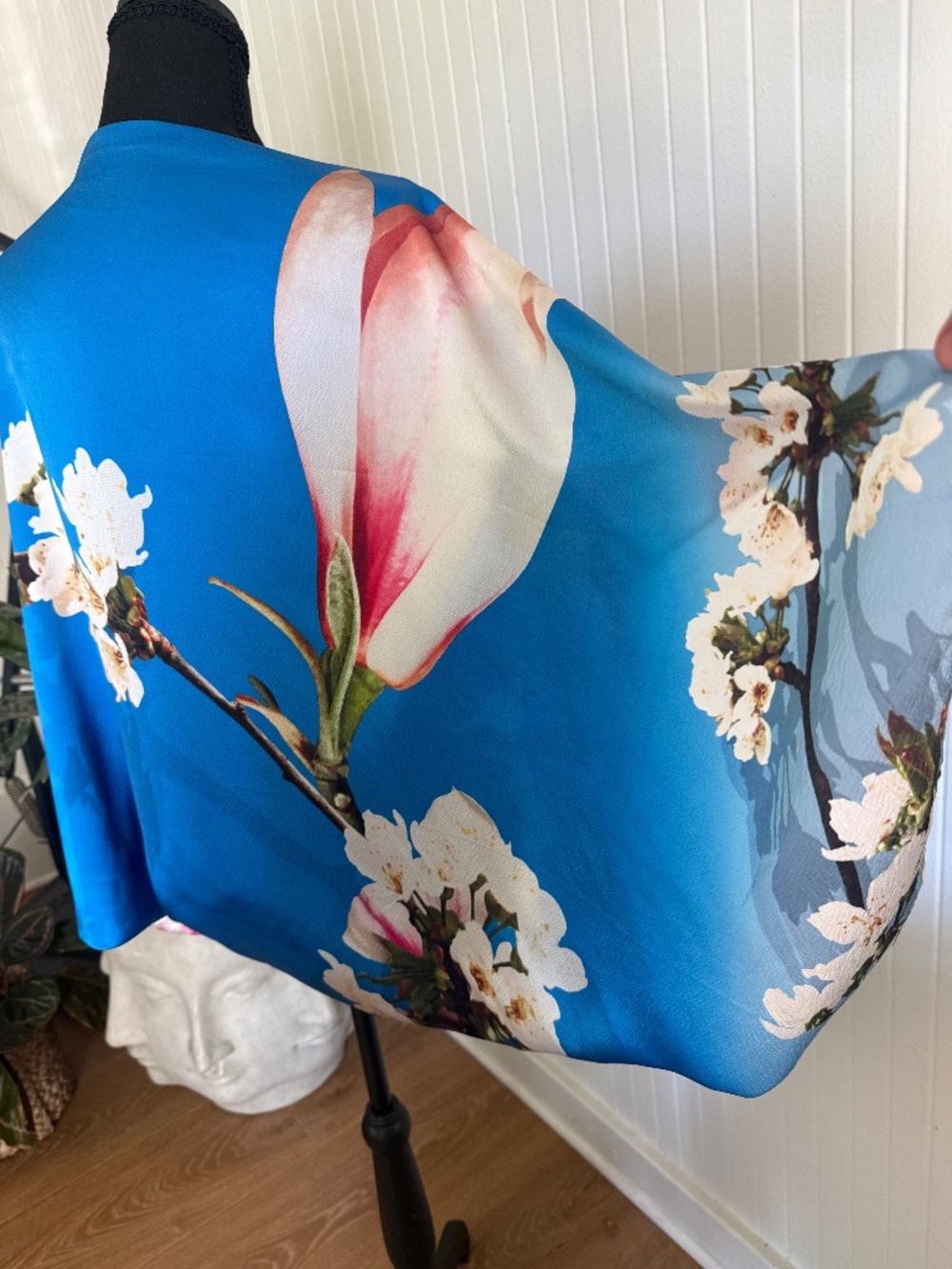 Ted Baker London 100% Silk Kimono Top - Size 1 - Blue Blossom Floral Print